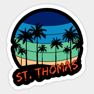 St. Thomas Retro Vintage Sunset Beach Design Sticker